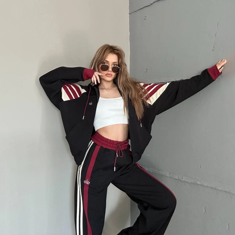 ست سویشرت شلوار alo دو رنگ مشکی