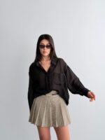 شومیز تک‌جیب زنانه مشکی پارچه خنک تابستانی، فری‌سایز تا ۴۶ - تصویر 6