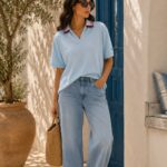 تیشرت یقه‌دار زنانه Tommy آبی روشن